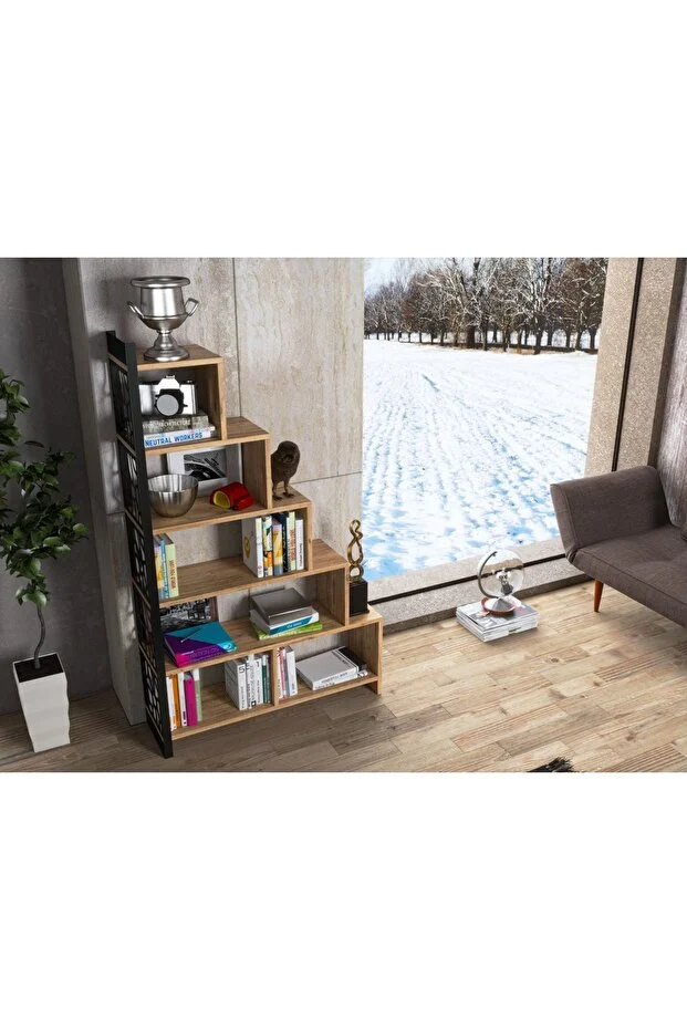 Silva Metal Merdiven Kitaplık - Atlantik Çam / Siyah